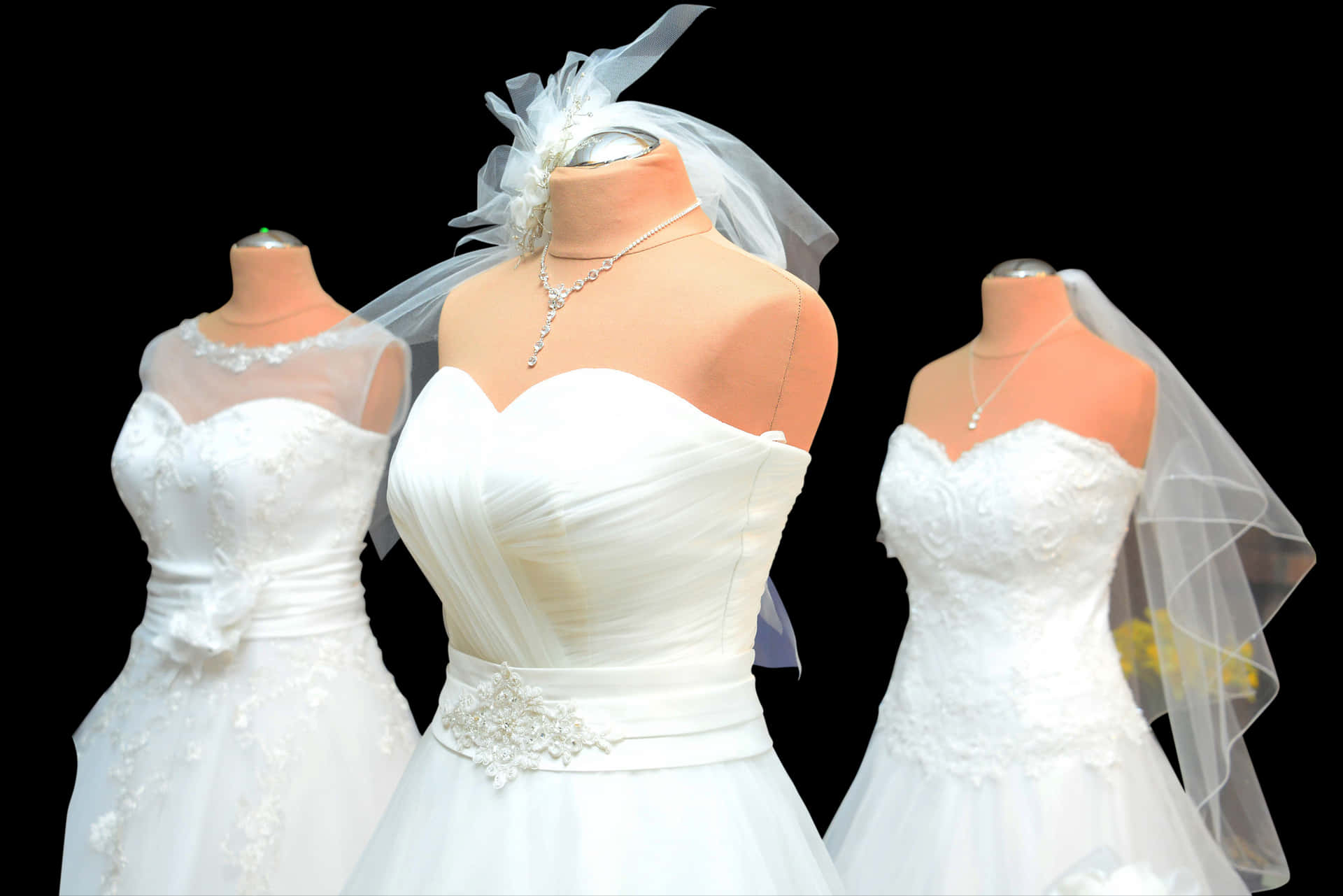 Elegant Bridal Gowns Display PNG Image