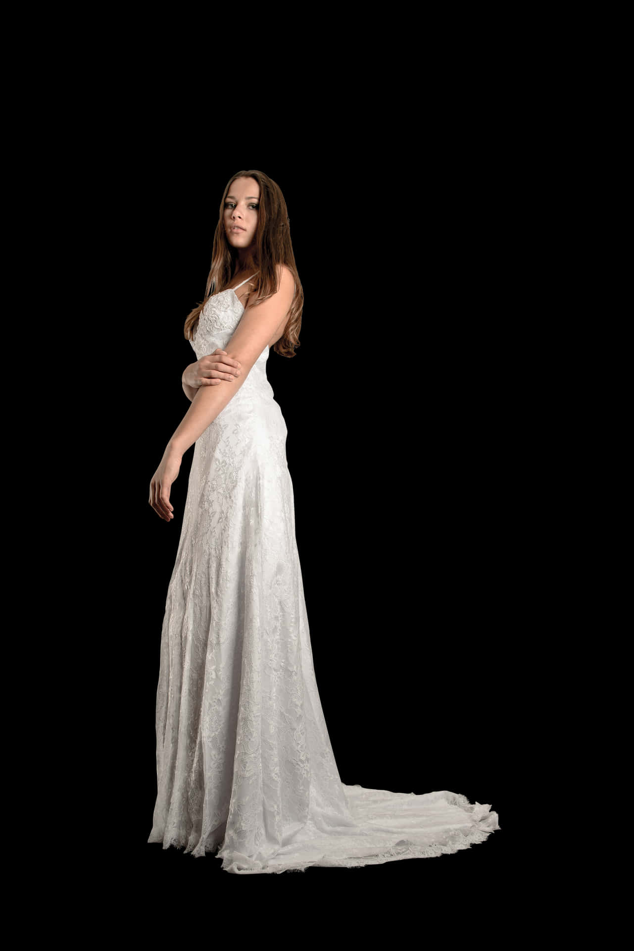 Elegant Bridein White Gown PNG Image