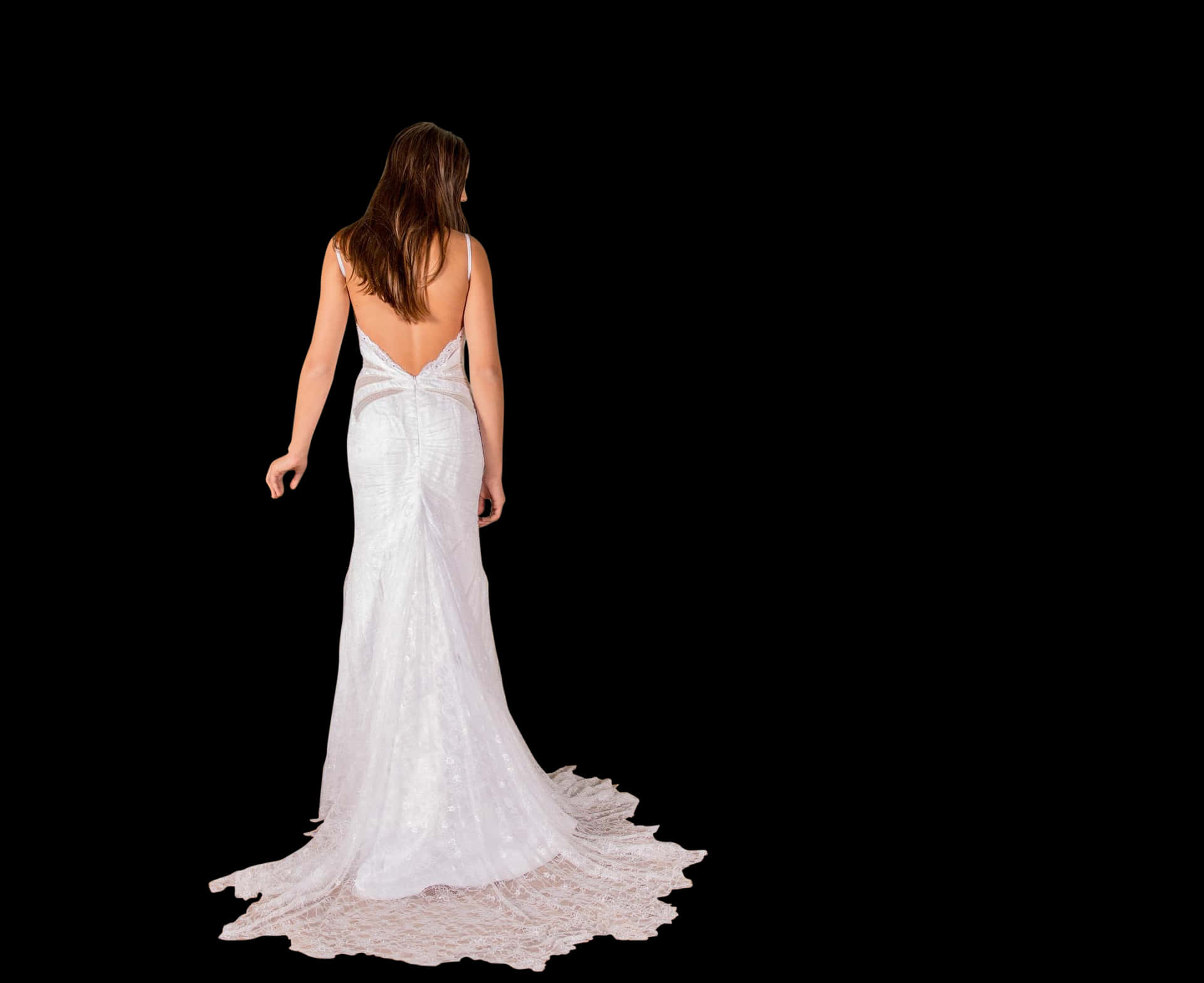 Elegant Bridein White Gown PNG Image