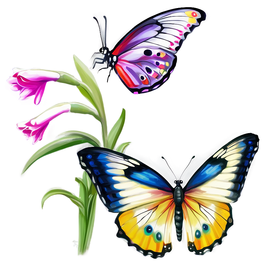 Elegant Butterflies Png Air PNG Image