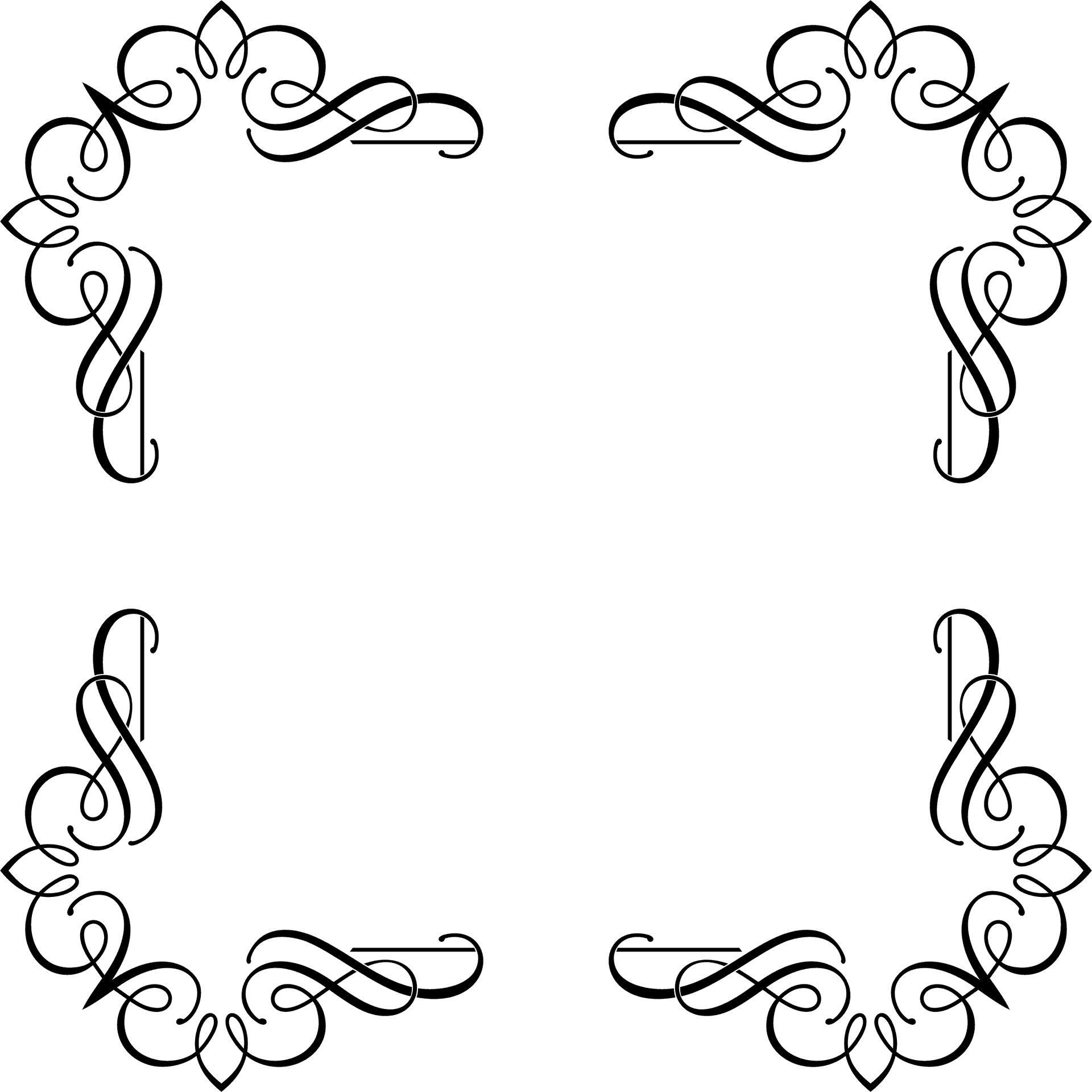 Elegant Calligraphic Flourishes Frame PNG Image