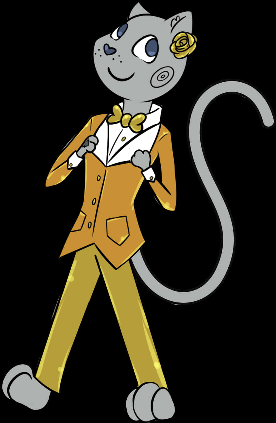 Elegant Cartoon Catin Suit PNG Image