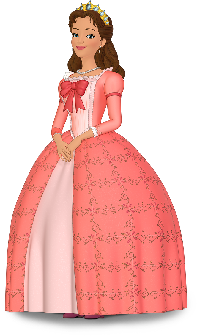 Elegant Cartoon Princessin Pink Gown PNG Image