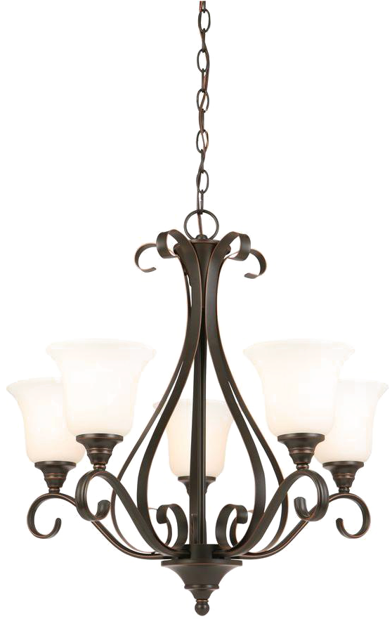 Elegant Chandelierwith Frosted Glass Shades PNG Image