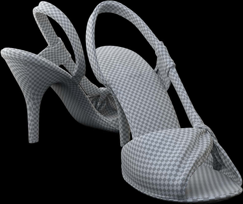 Elegant Checkered High Heel Sandals PNG Image