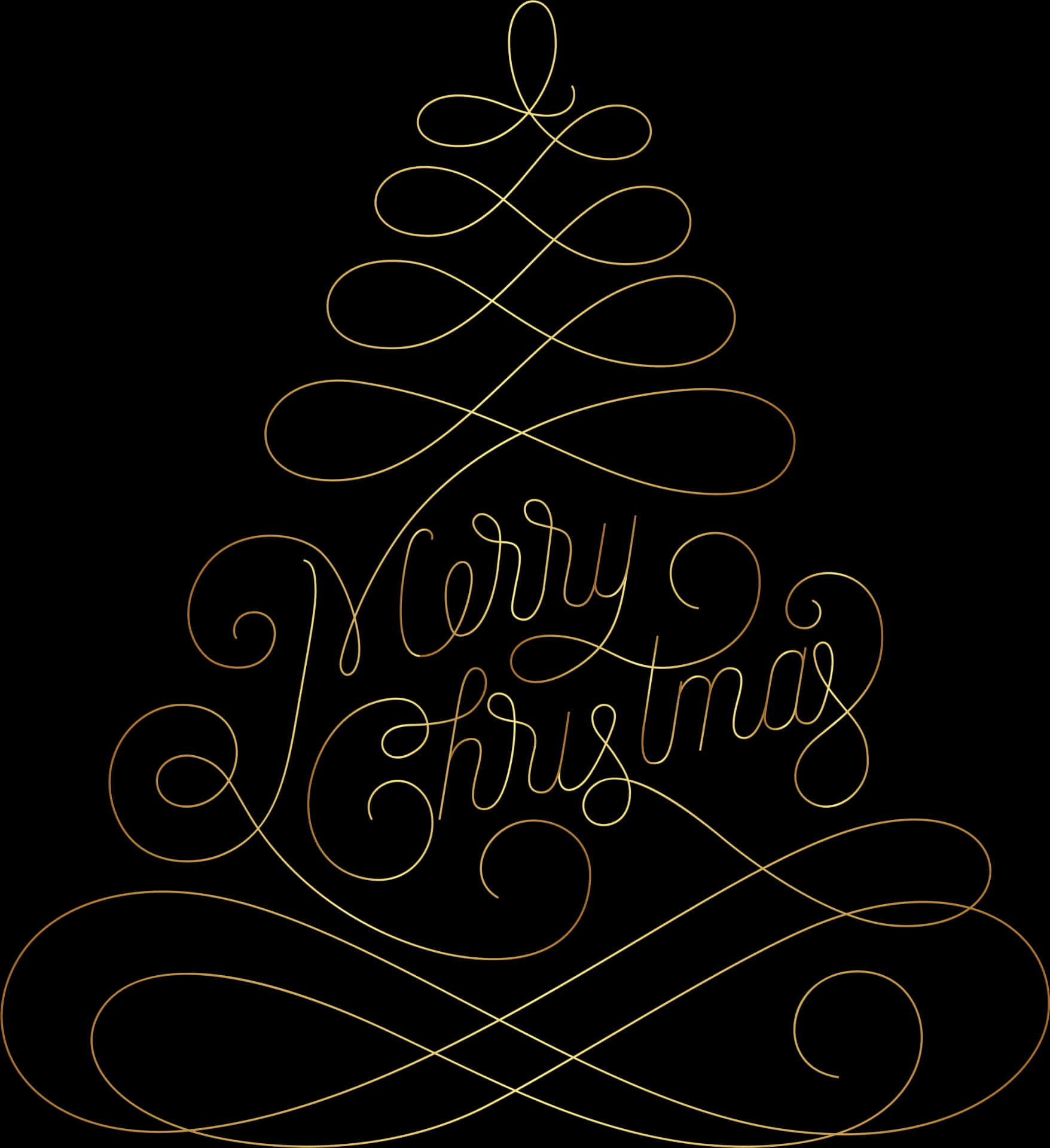 Elegant Christmas Tree Calligraphy PNG Image