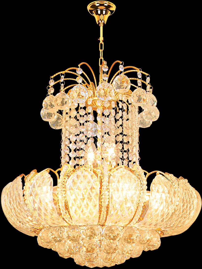 Elegant Crystal Chandelier Lighting PNG Image