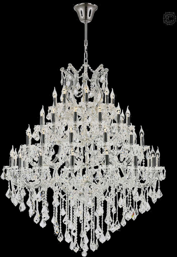 Elegant Crystal Chandelier Lighting PNG Image