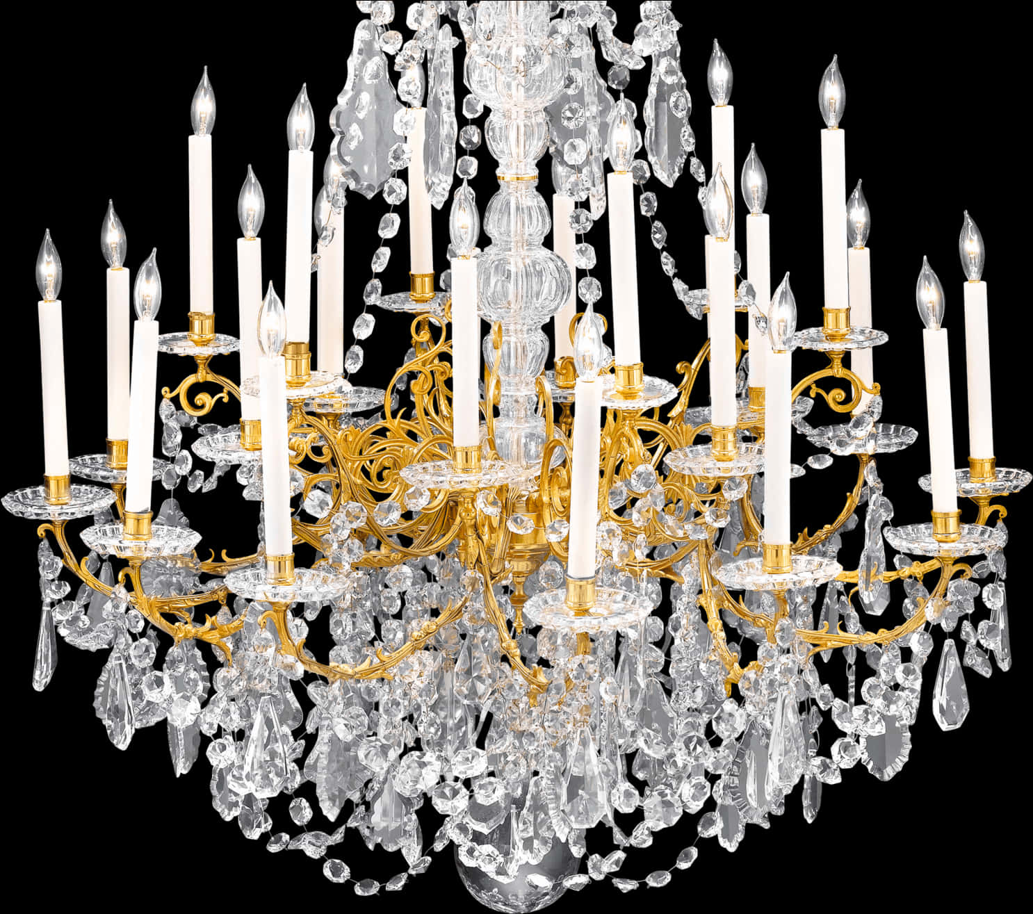 Elegant Crystal Chandelier Lighting PNG Image