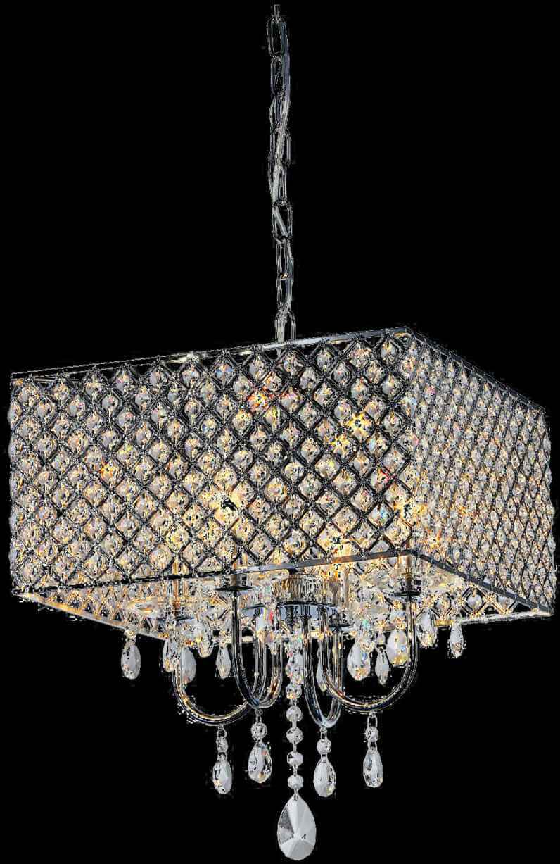 Elegant Crystal Chandelier PNG Image