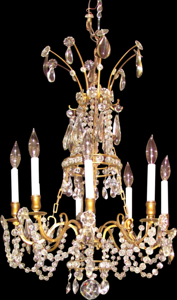 Elegant Crystal Chandelier PNG Image