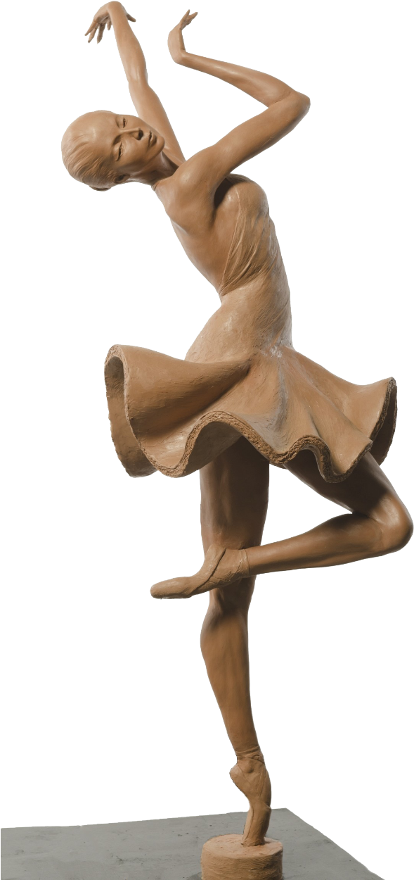 Elegant Dancer Wooden Sculpture PNG Image