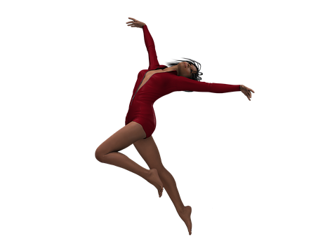 Elegant Dancerin Red Leotard PNG Image