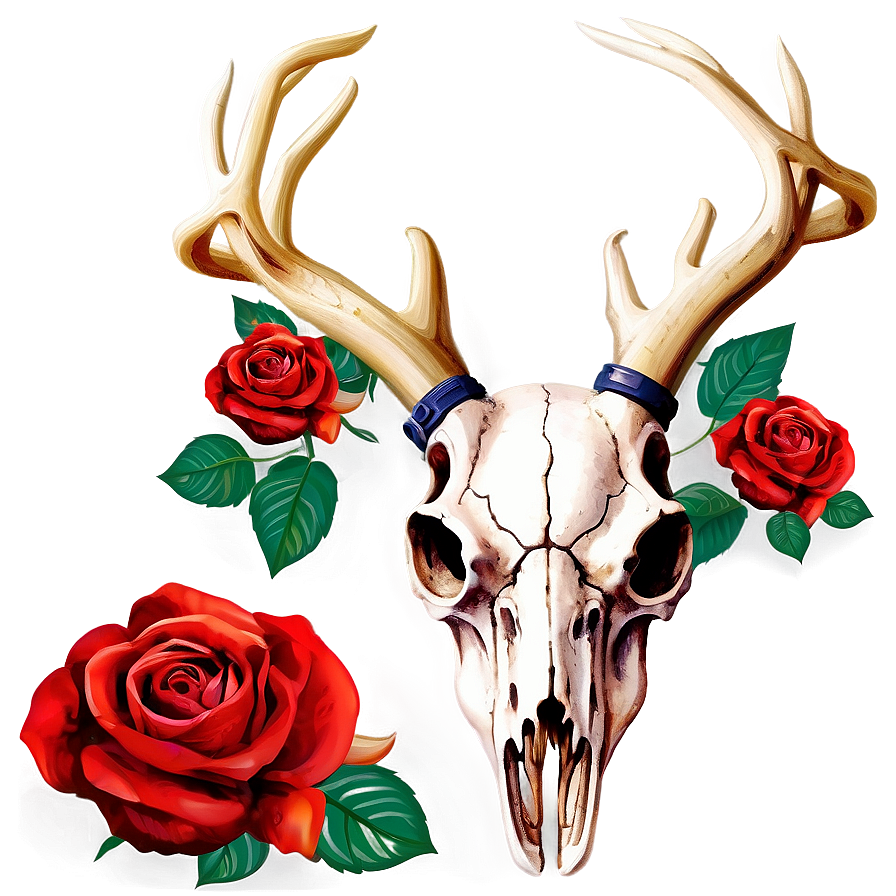 Elegant Deer Skull With Roses Png Ffq36 PNG Image