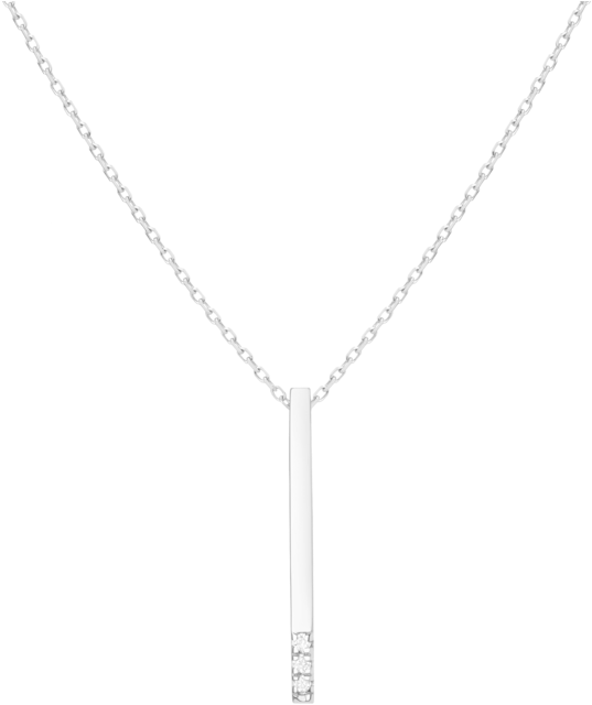 Elegant Diamond Bar Pendant Necklace PNG Image