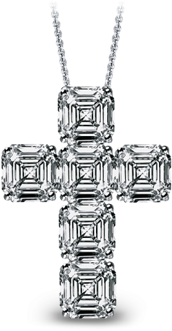 Elegant Diamond Cross Pendant PNG Image