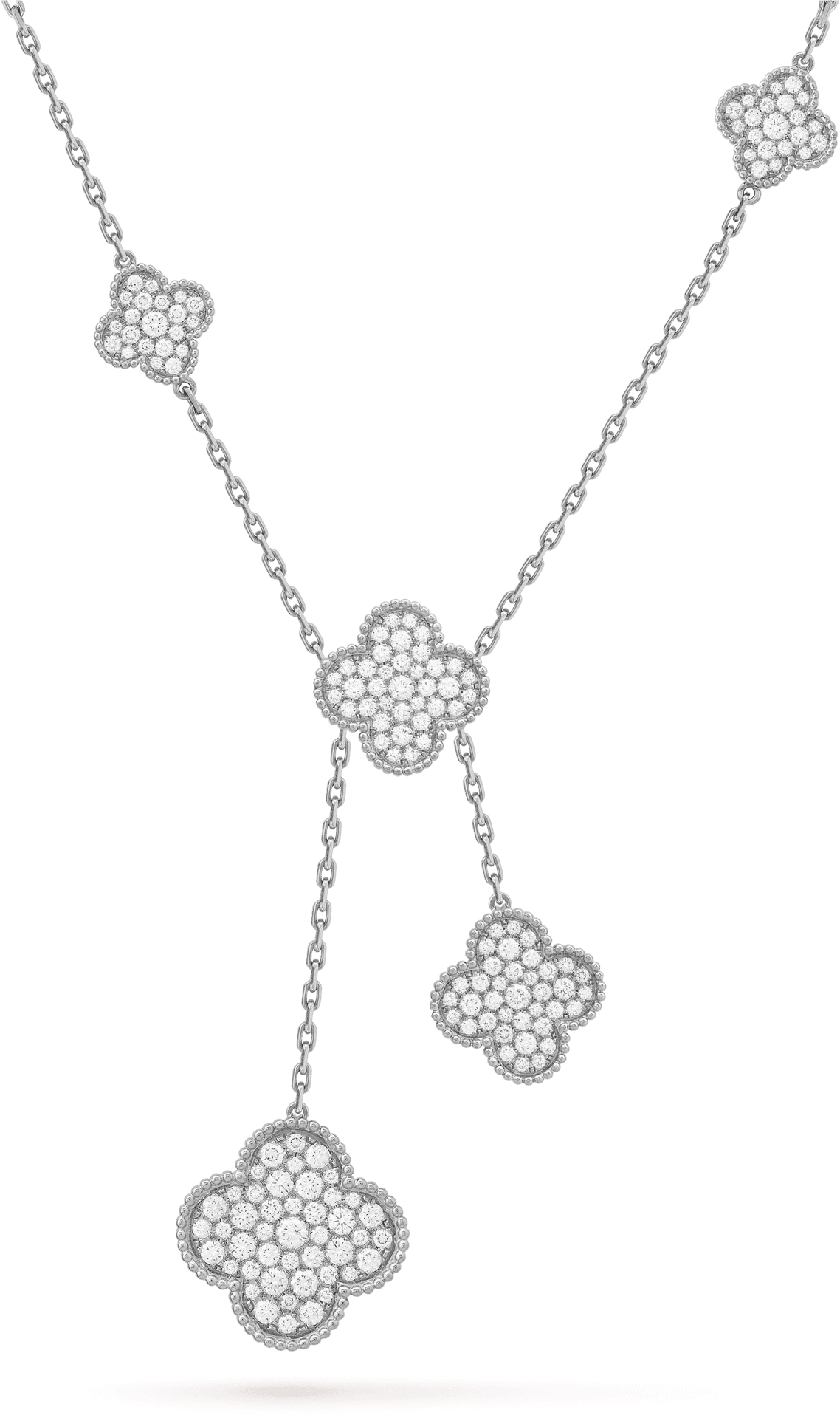 Elegant Diamond Flower Pendant Necklace PNG Image