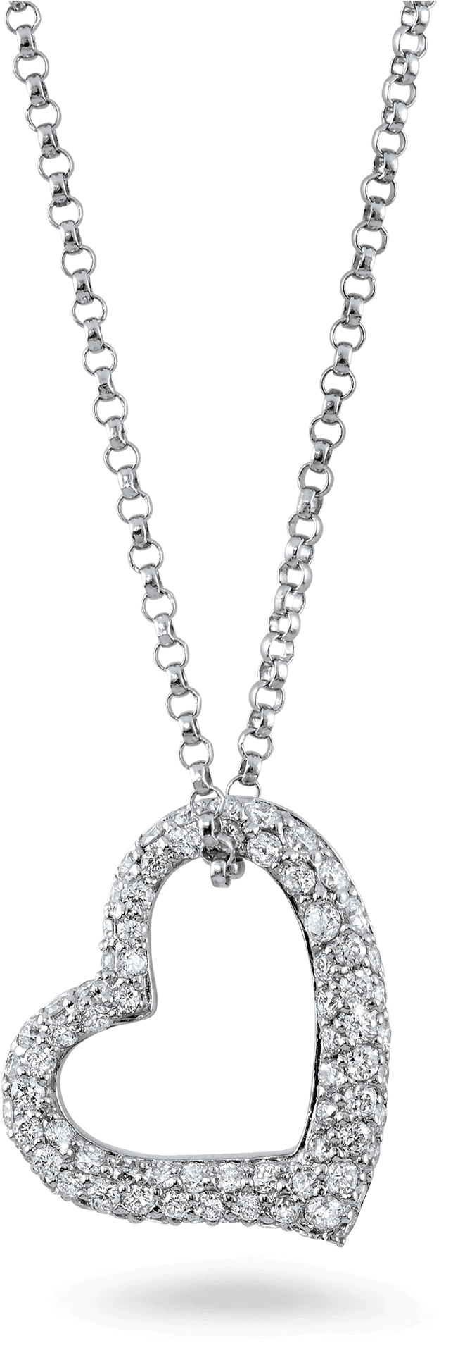 Elegant Diamond Heart Pendant Necklace PNG Image