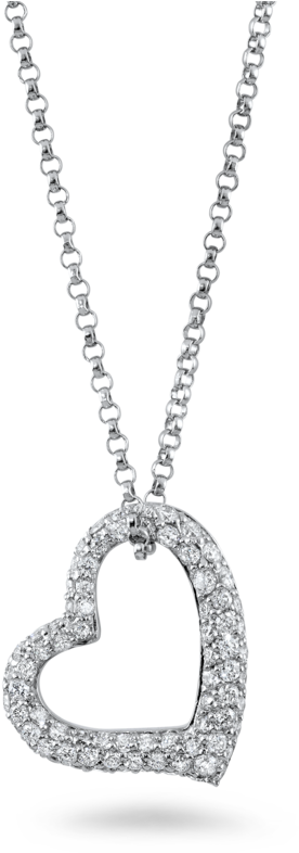 Elegant Diamond Heart Pendant Necklace PNG Image