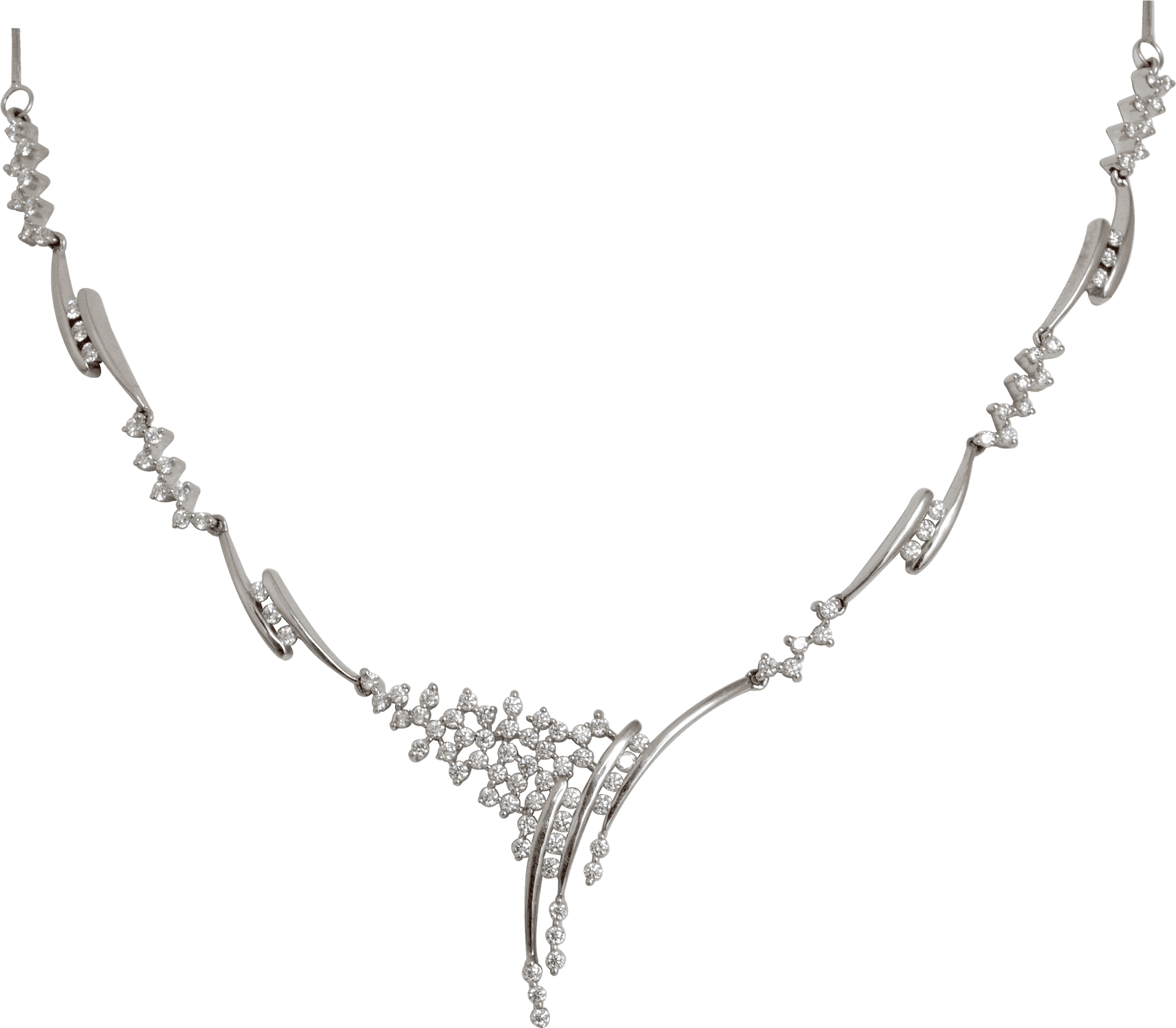 Elegant Diamond Necklace Design PNG Image