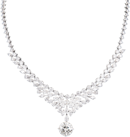 Elegant Diamond Necklace Design PNG Image