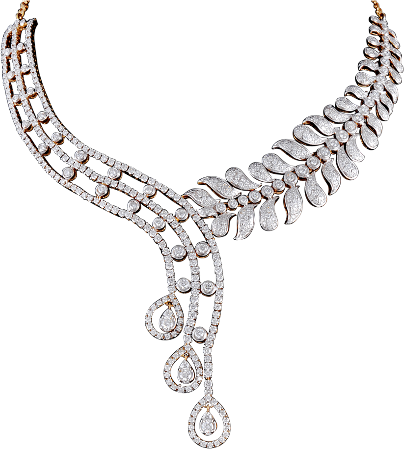 Elegant Diamond Necklace Design PNG Image