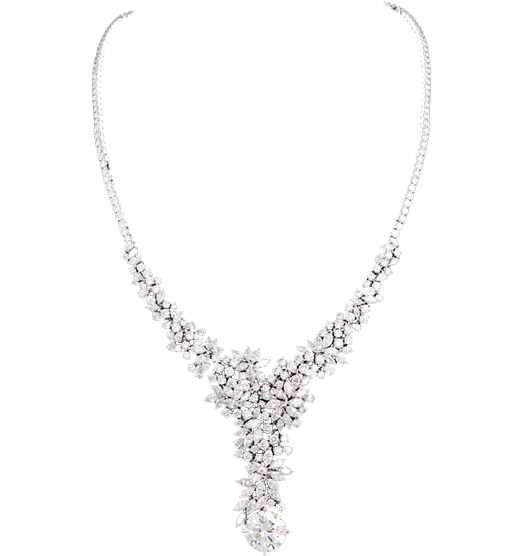 Elegant Diamond Necklace Design PNG Image