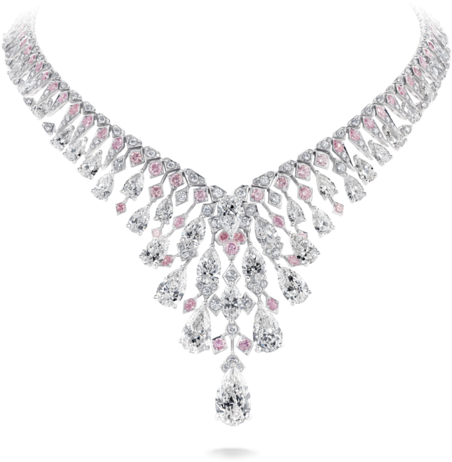 Elegant Diamond Pink Sapphire Necklace PNG Image