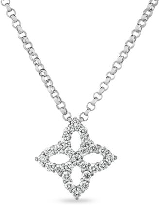 Elegant Diamond Quatrefoil Pendant Necklace PNG Image