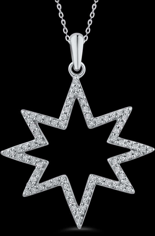 Elegant Diamond Star Pendant PNG Image