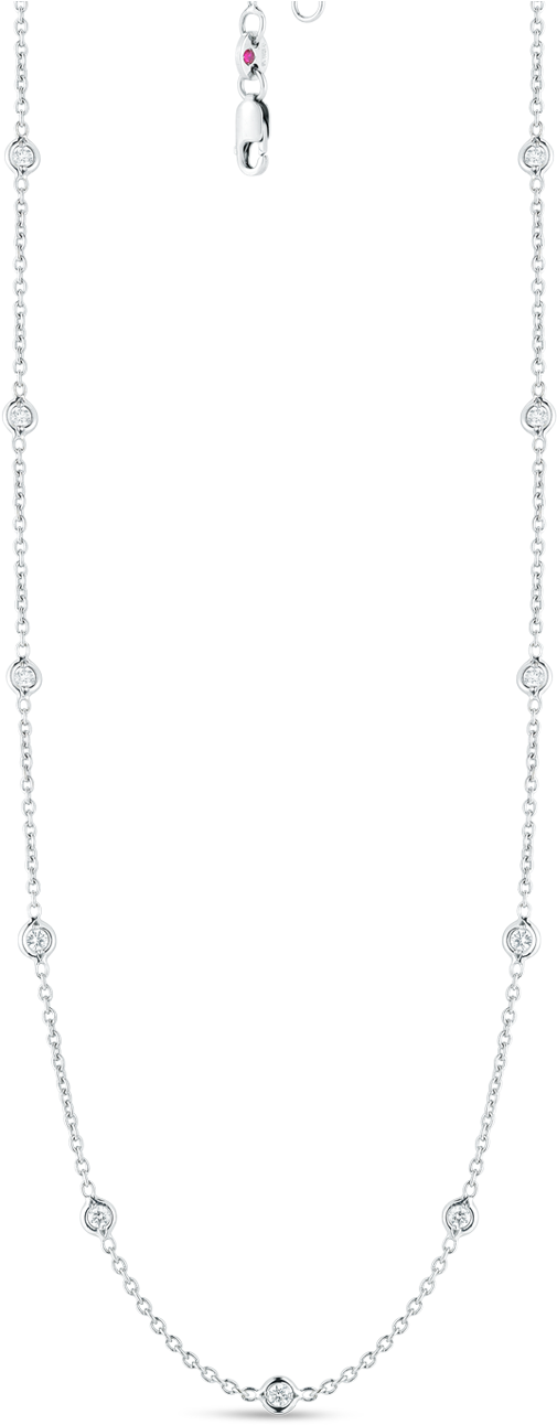 Elegant Diamond Station Necklace PNG Image