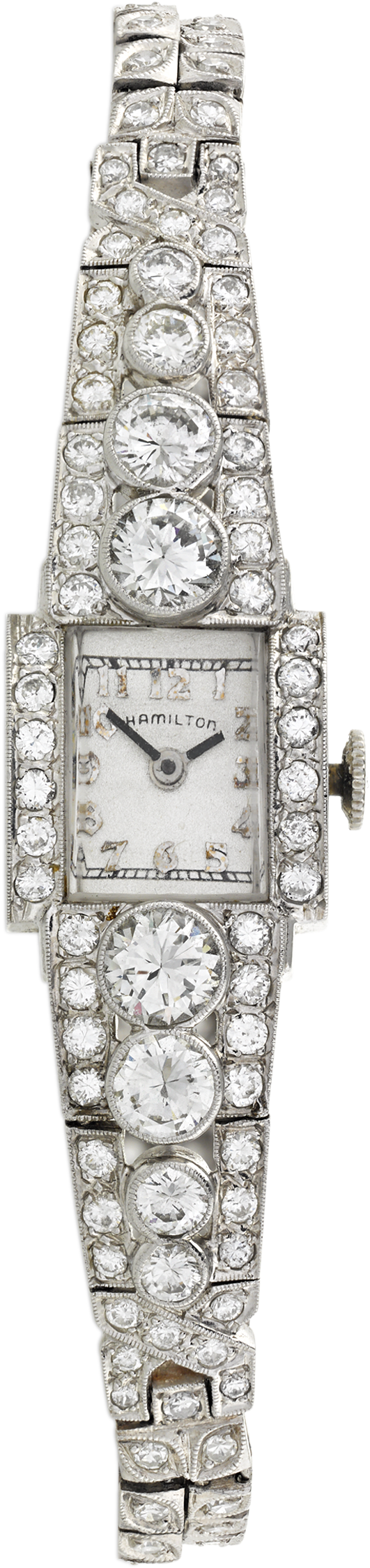 Elegant Diamond Studded Hamilton Wristwatch PNG Image