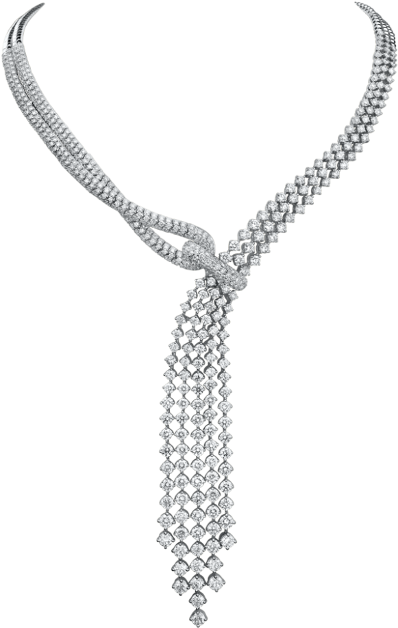 Elegant Diamond Tassel Necklace PNG Image