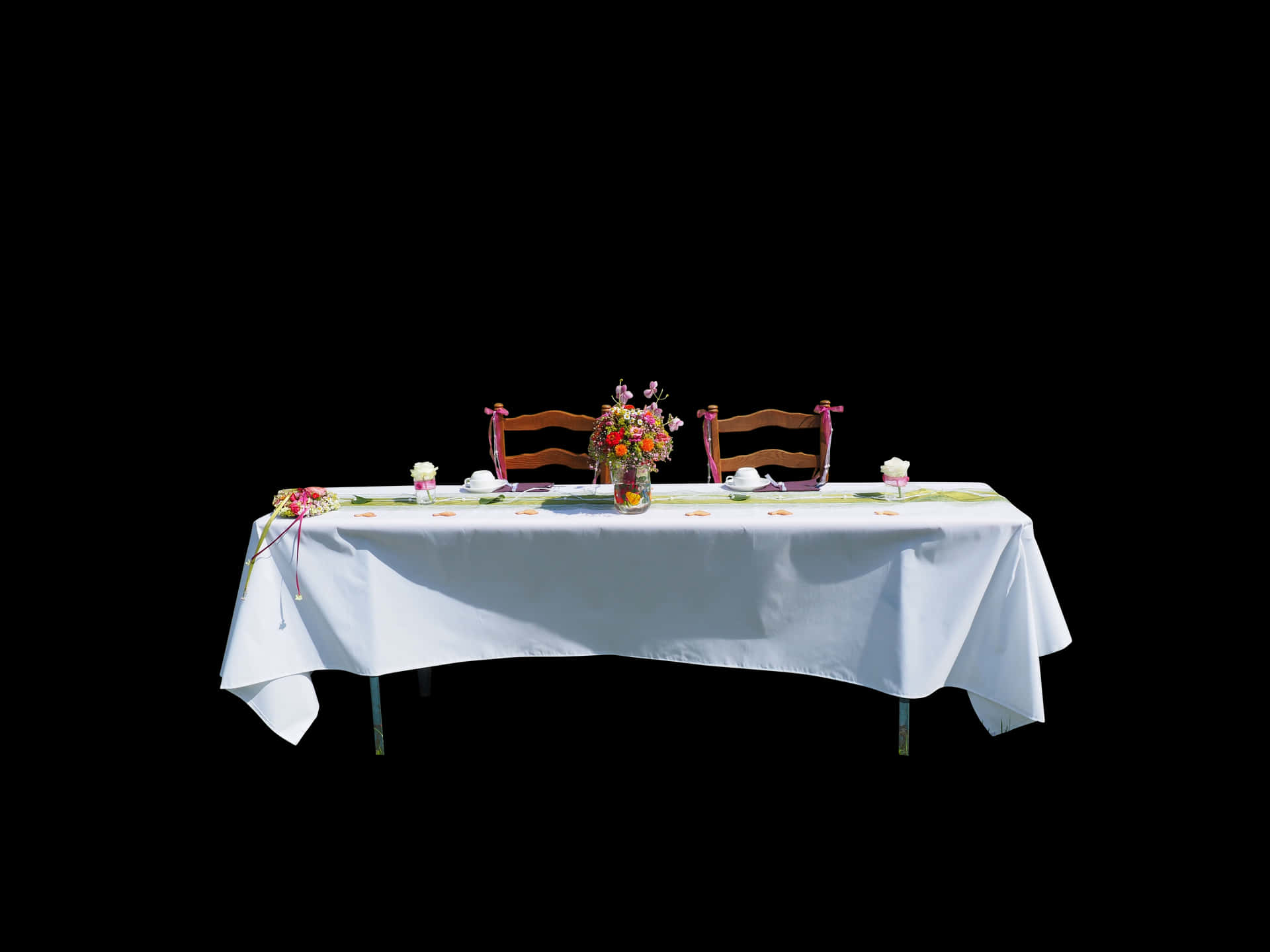 Elegant Dinner Table Setup PNG Image