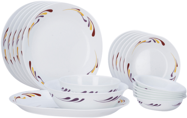 Elegant Dinnerware Setwith Swirl Patterns PNG Image