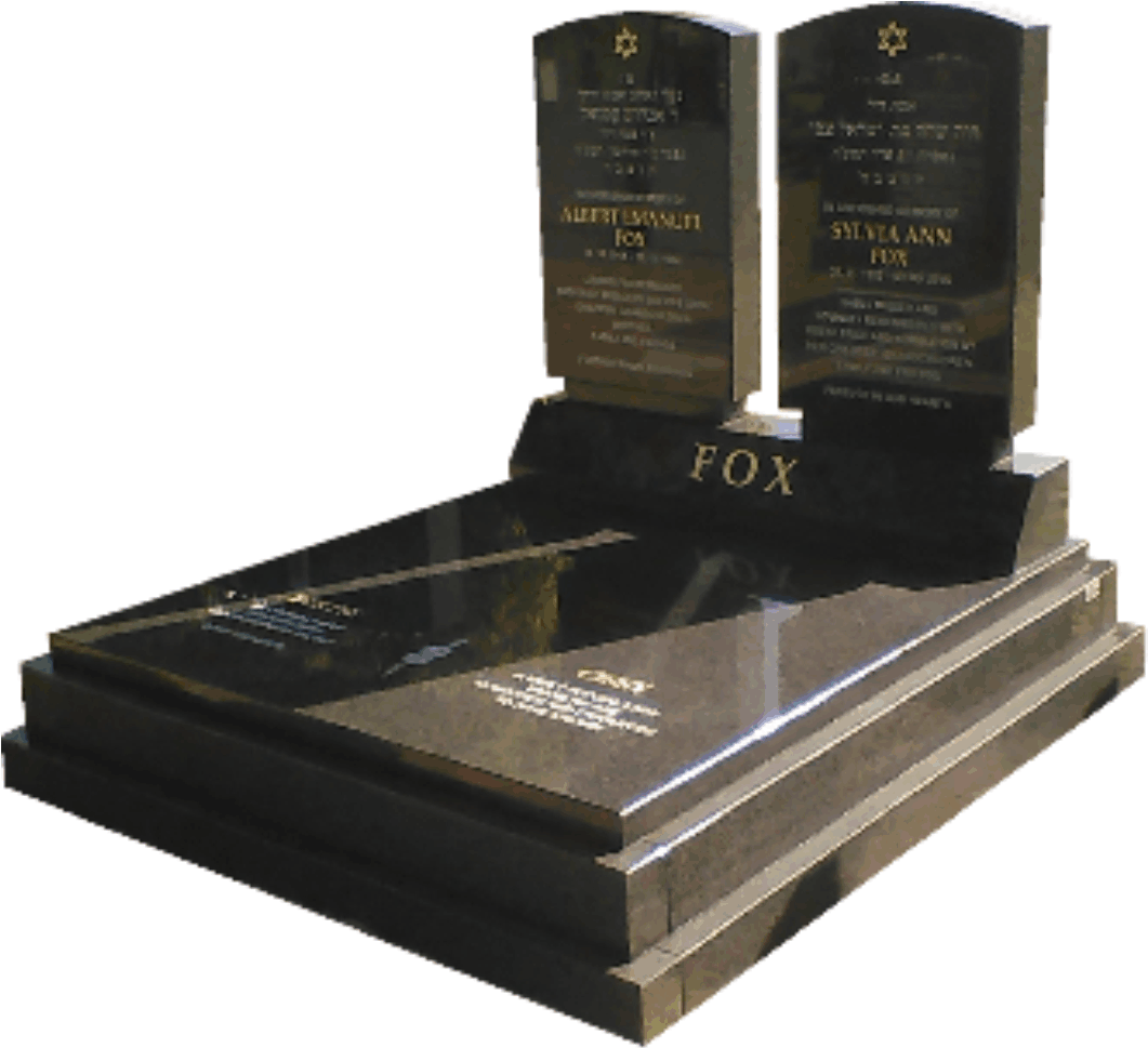 Elegant Double Headstone Fox Family PNG Image