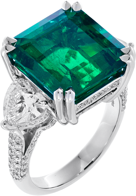 Elegant Emerald Diamond Ring PNG Image