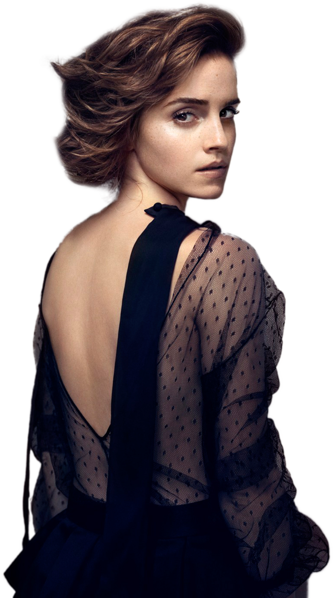 Elegant Emma Over Shoulder Glance PNG Image