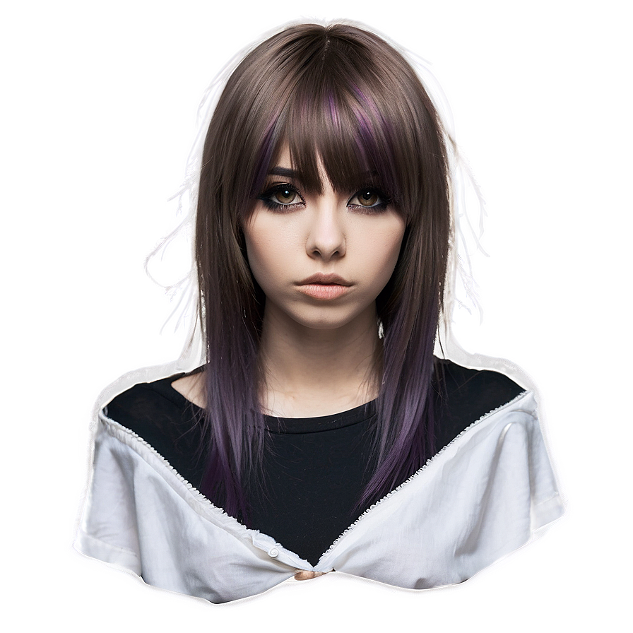 Elegant Emo Hairstyle Png 05252024 PNG Image