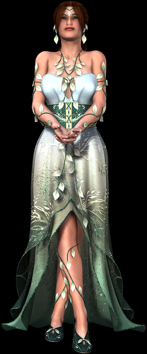 Elegant Fantasy Dress Design PNG Image