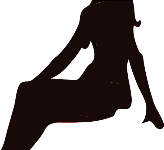 Elegant Female Silhouette Reclining PNG Image