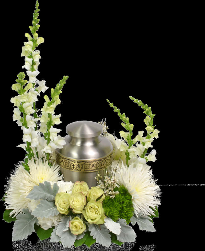 Elegant Floral Arrangementwith Urn PNG Image