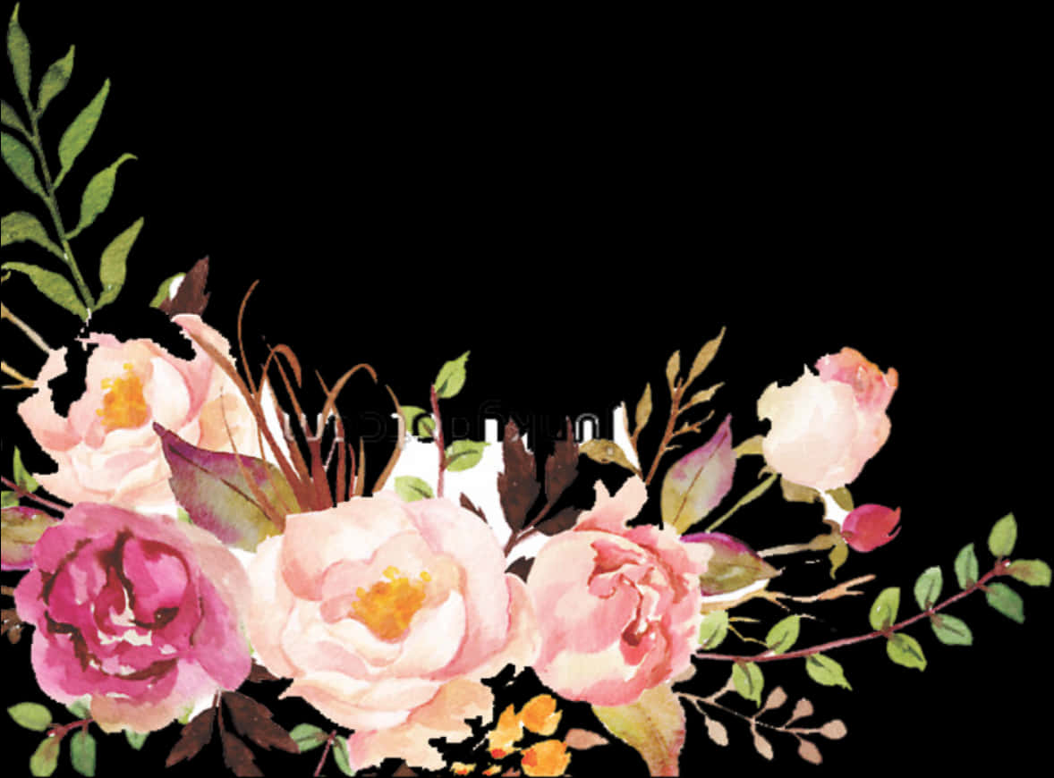 Elegant Floral Border Design PNG Image