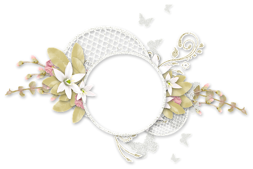 Elegant Floral Butterfly Frame Design PNG Image