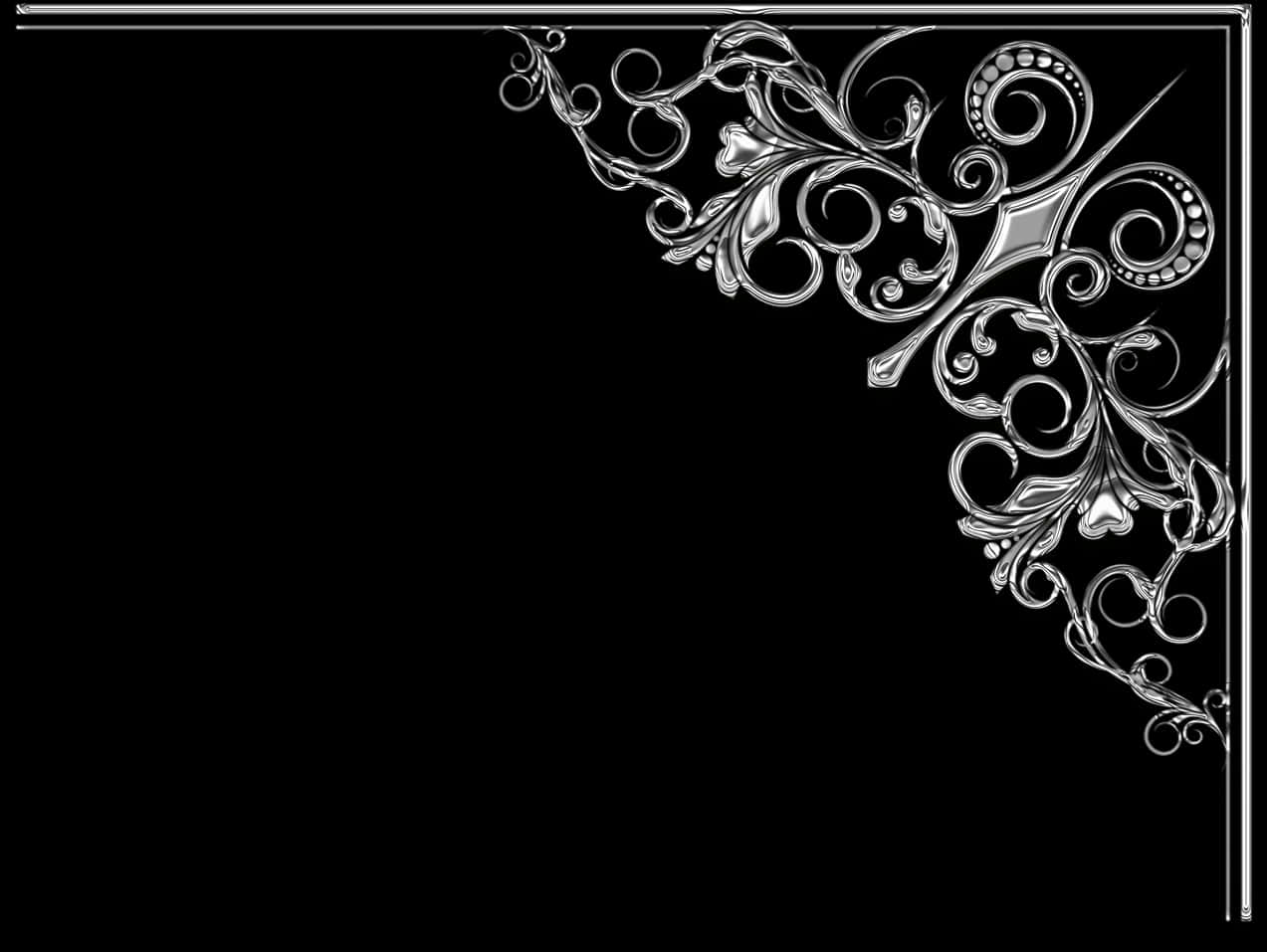 Elegant Floral Corner Design PNG Image