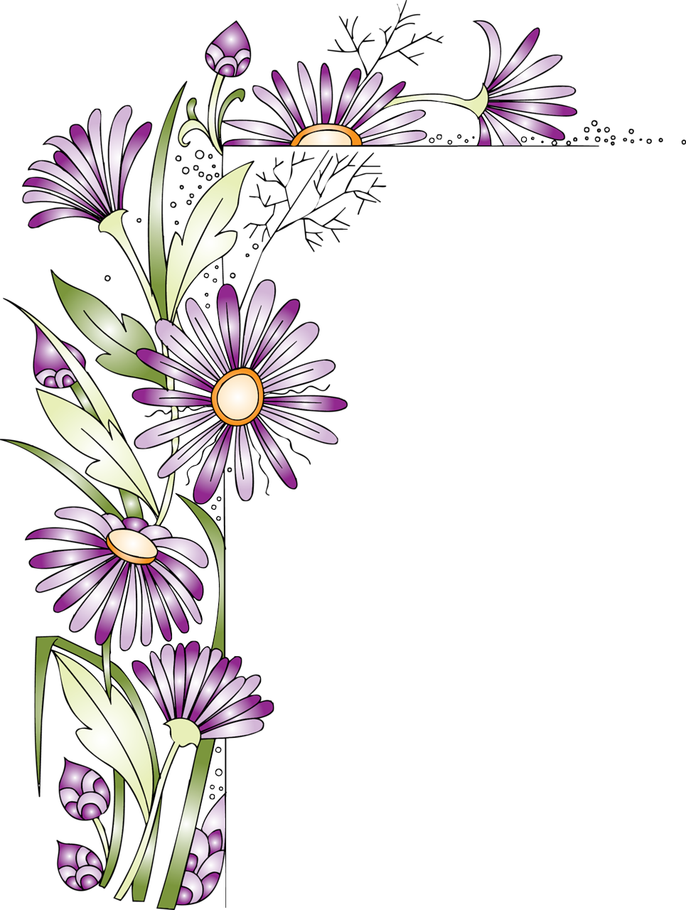 Elegant Floral Corner Design PNG Image