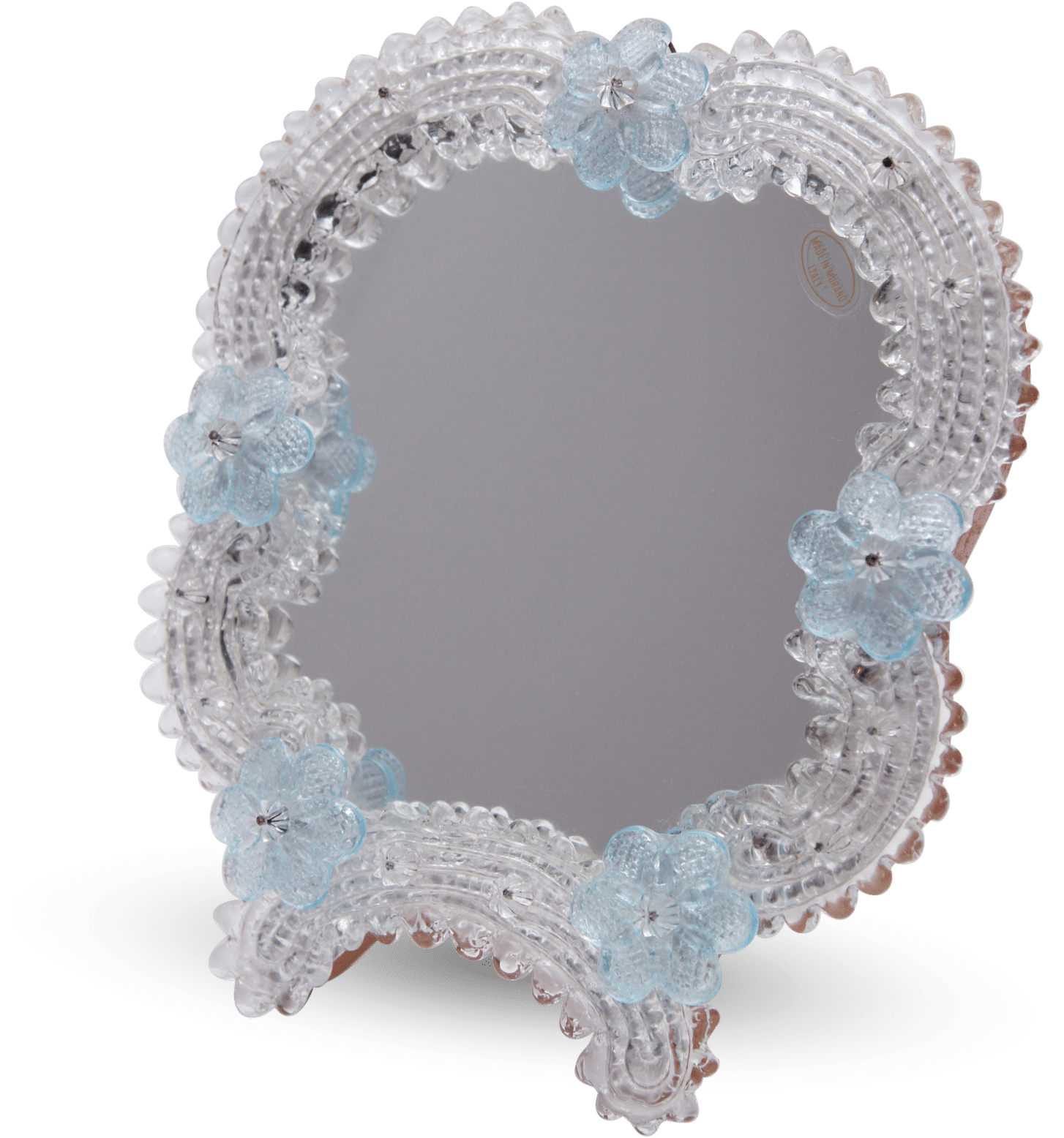 Elegant Floral Decorated Mirror PNG Image