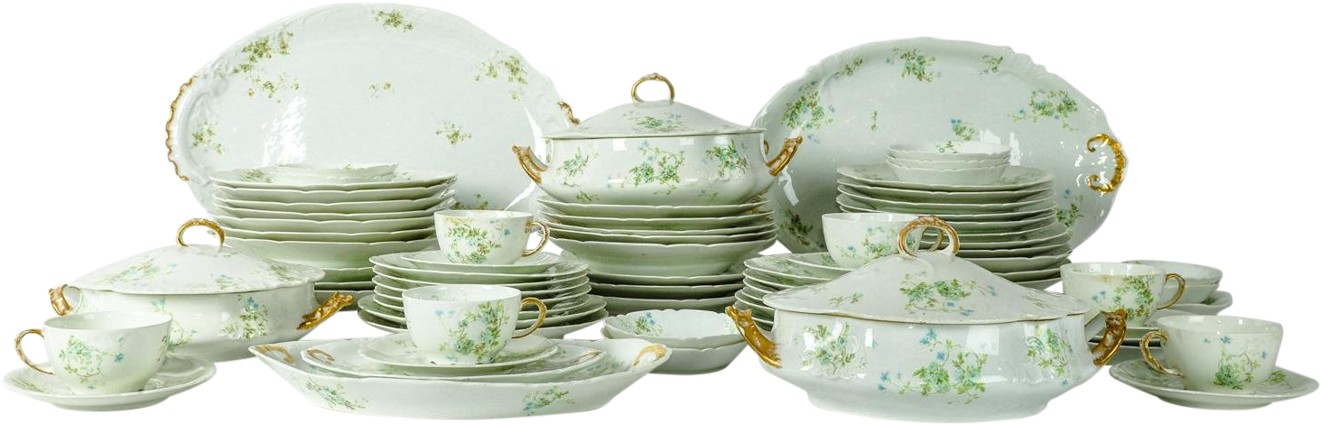 Elegant Floral Dinnerware Set PNG Image