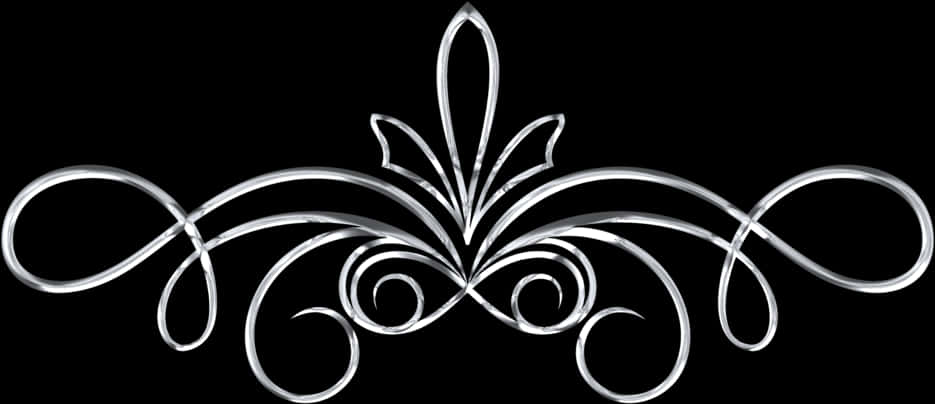 Elegant Floral Divideron Black Background PNG Image