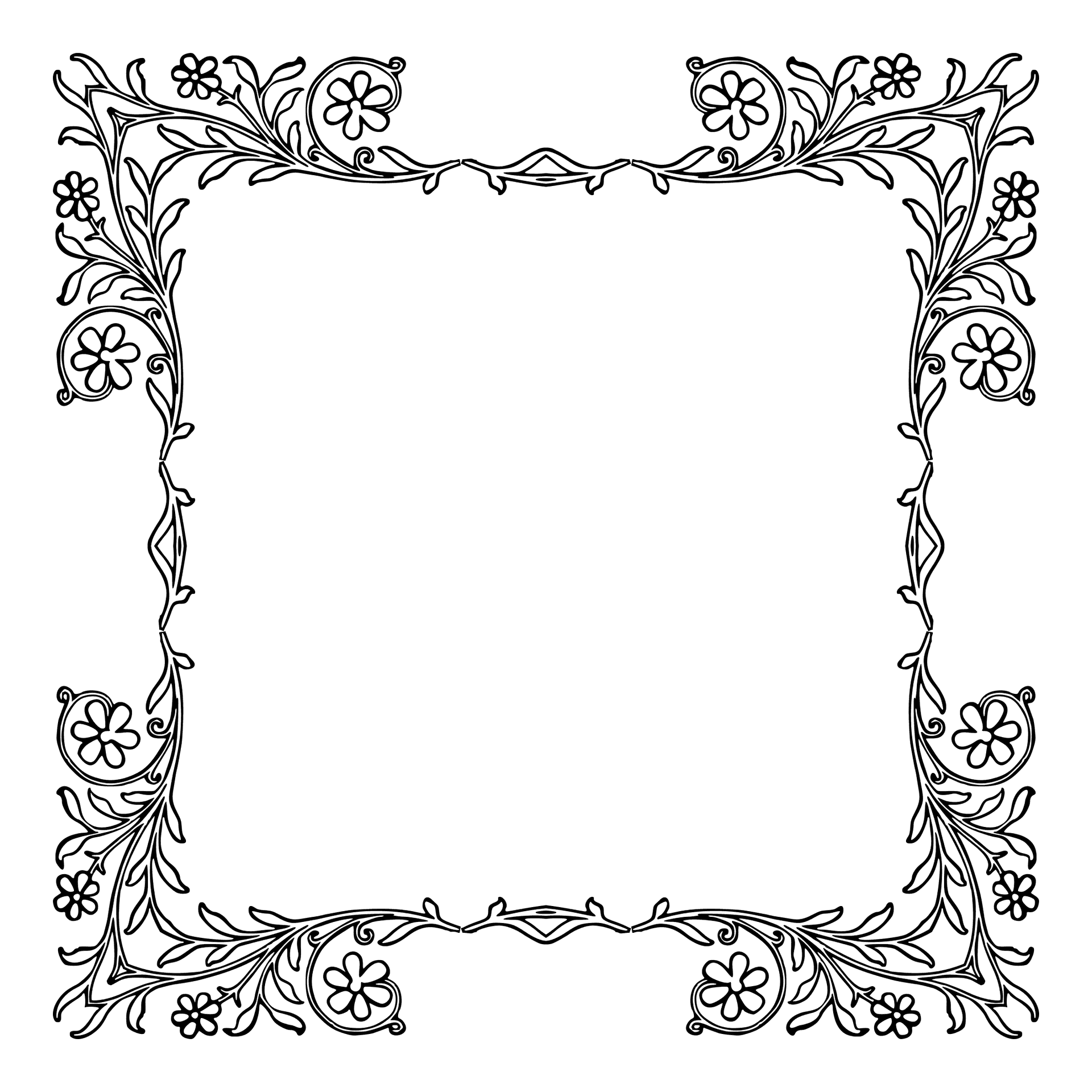 Elegant Floral Frame Design PNG Image